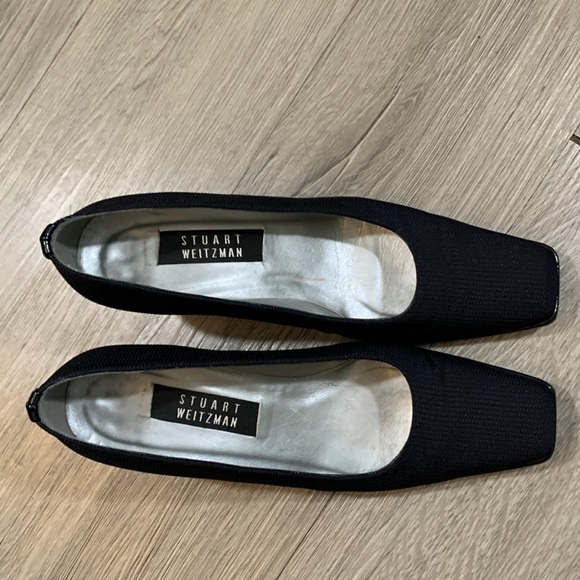 STUART WEITZMAN Navy Blue Sqaure Toe Block Heels Pumps Size 9.5B - Picture 2 of 9